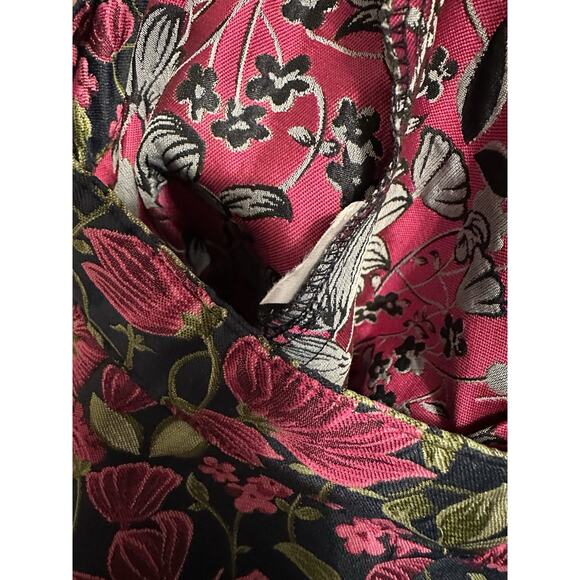 EUC ANTHRO En Saison Lilija Straight Jacquard Trousers Floral Zip Ankle Sz Small - Picture 8 of 8